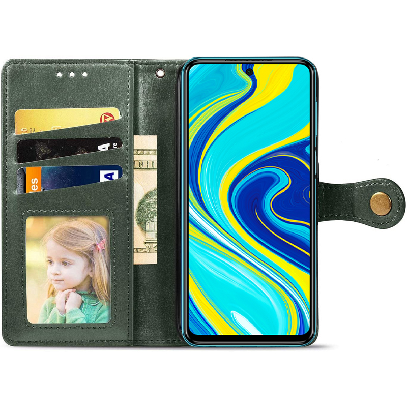 Шкіряний чохол-книжка GETMAN Gallant (PU) для Xiaomi Redmi Note 9s / Note 9 Pro / Note 9 Pro Max, Зелений 1, Штучна шкіра, купити оптом з доставкою