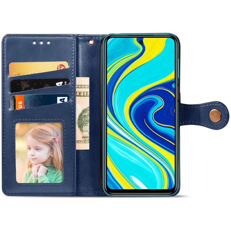 Шкіряний чохол-книжка GETMAN Gallant (PU) для Xiaomi Redmi Note 9s / Note 9 Pro / Note 9 Pro Max, Синій 1, Штучна шкіра, купити оптом з доставкою