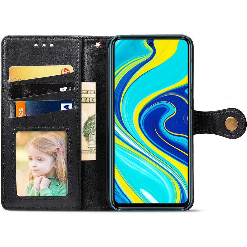 Шкіряний чохол-книжка GETMAN Gallant (PU) для Xiaomi Redmi Note 9s / Note 9 Pro / Note 9 Pro Max, Чорний 1, Штучна шкіра, купити оптом з доставкою