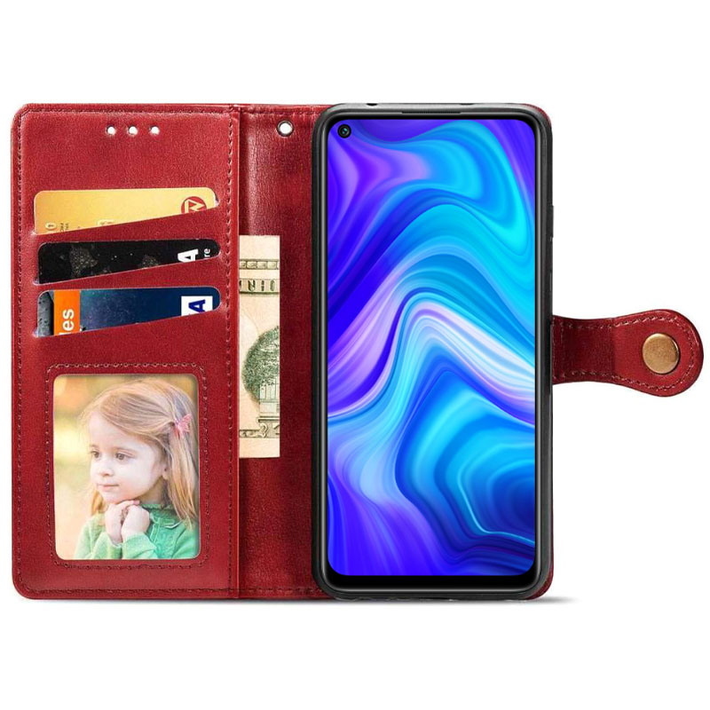 Шкіряний чохол-книжка GETMAN Gallant (PU) для Xiaomi Redmi Note 9 / Redmi 10X, Червоний 2, Штучна шкіра, купити оптом з доставкою