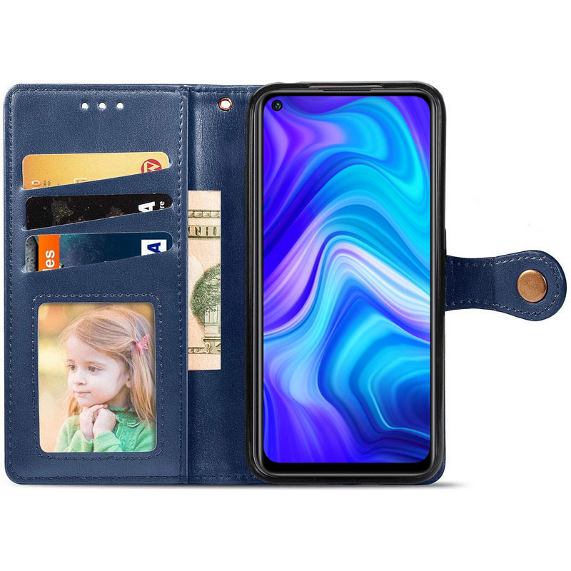 Шкіряний чохол-книжка GETMAN Gallant (PU) для Xiaomi Redmi Note 9 / Redmi 10X, Синій 2, Штучна шкіра, купити оптом з доставкою