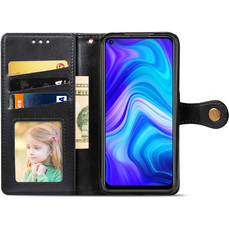 Шкіряний чохол-книжка GETMAN Gallant (PU) для Xiaomi Redmi Note 9 / Redmi 10X, Чорний 2, Штучна шкіра, купити оптом з доставкою