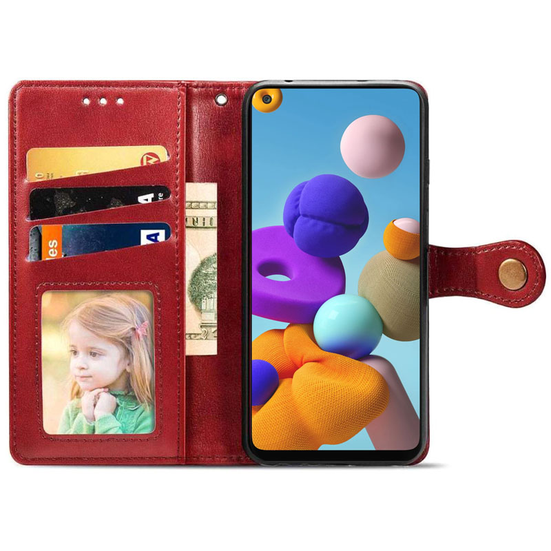 Шкіряний чохол-книжка GETMAN Gallant (PU) для Samsung Galaxy A21s, Червоний 3, Штучна шкіра, купити оптом з доставкою