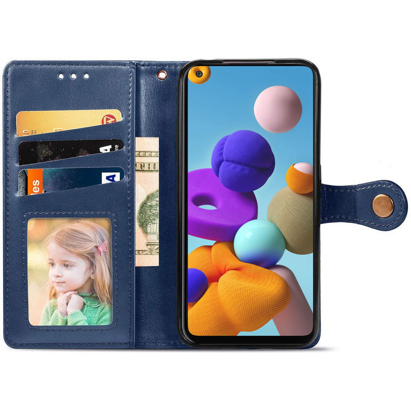 Шкіряний чохол-книжка GETMAN Gallant (PU) для Samsung Galaxy A21s, Синій 2, Штучна шкіра, купити оптом з доставкою