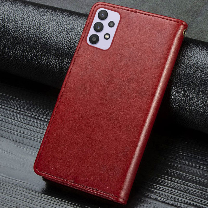 Шкіряний чохол-книжка GETMAN Gallant (PU) для Samsung Galaxy A32 4G, Червоний 5, Штучна шкіра, купити оптом з доставкою