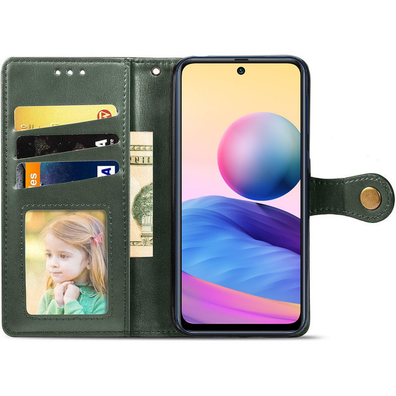 Шкіряний чохол-книжка GETMAN Gallant (PU) для Xiaomi Redmi 10C, Зелений 1, Штучна шкіра, купити оптом з доставкою