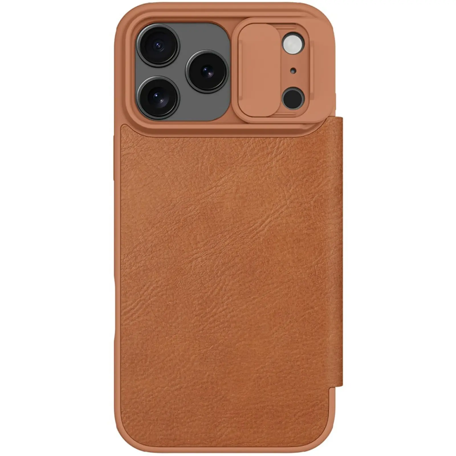 Шкіряний чохол-книжка Nillkin Qin Pro Camshield для Apple iPhone 17 Pro (6.3"), Brown 2, Штучна шкіра, купити оптом з доставкою