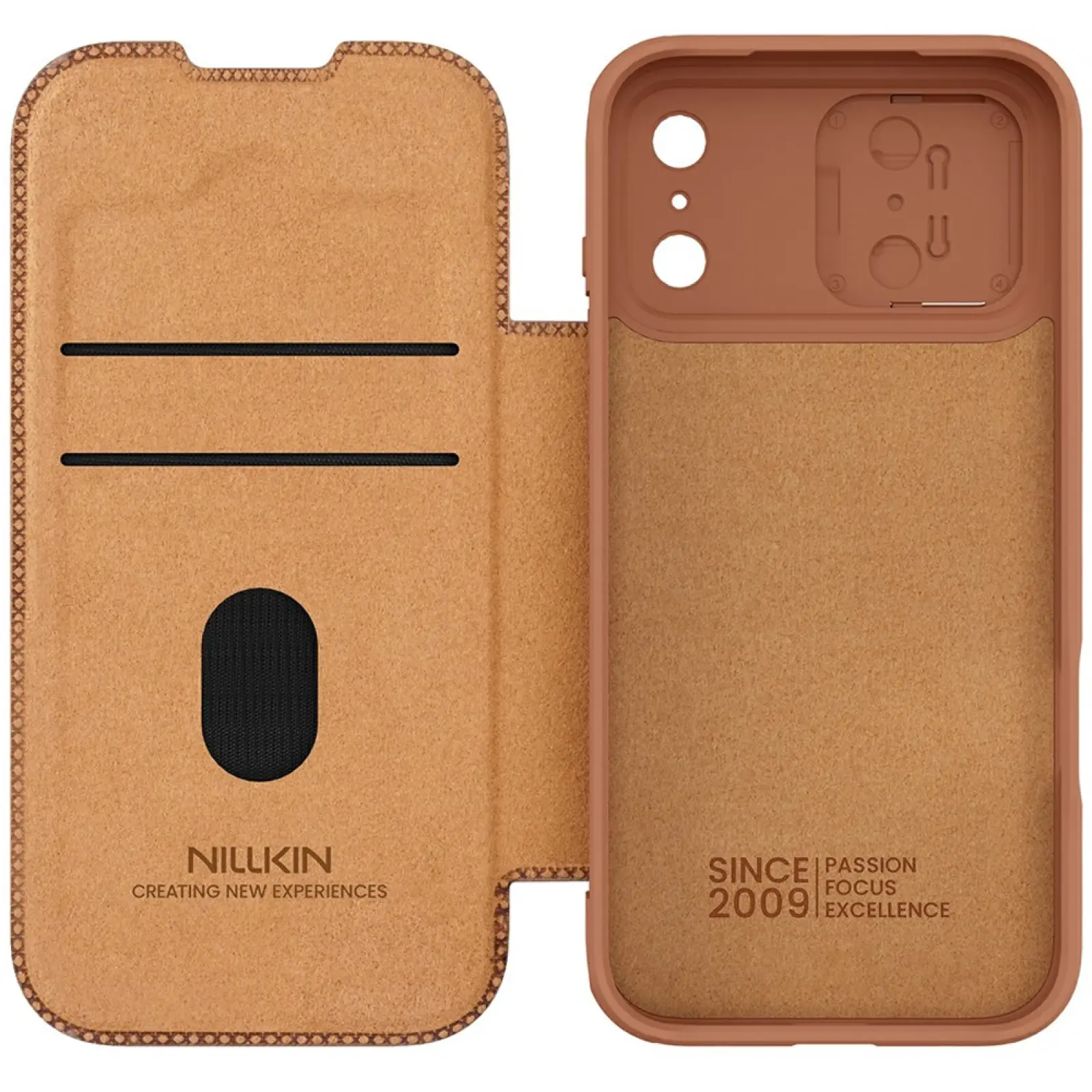Шкіряний чохол-книжка Nillkin Qin Pro Camshield для Apple iPhone 17 Pro (6.3"), Brown 4, Штучна шкіра, купити оптом з доставкою