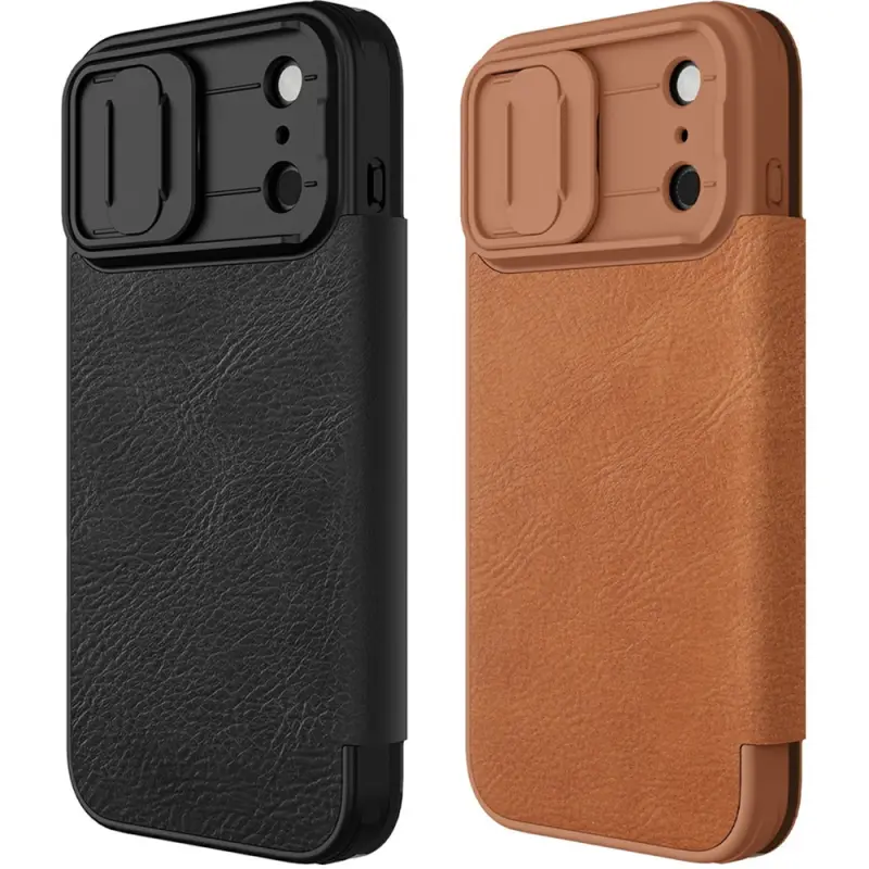 Кожаный чехол-книжка Nillkin Qin Pro Camshield для Apple iPhone 17 Pro Max (6.9"), Искусственная кожа, купить оптом с доставкой