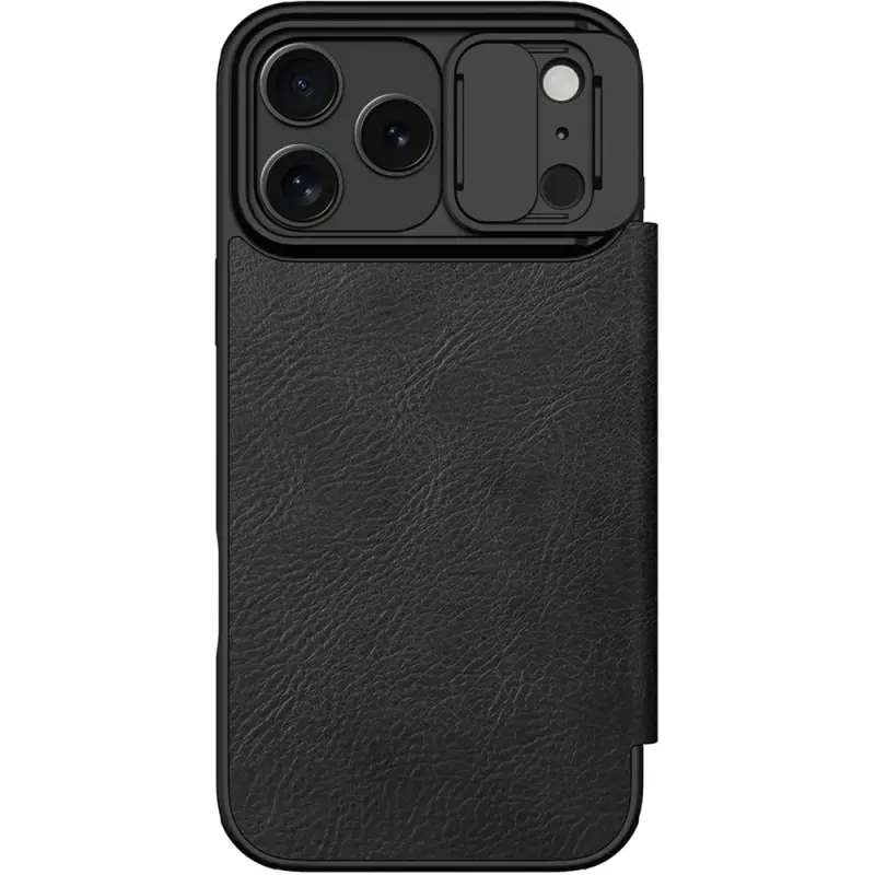 Кожаный чехол-книжка Nillkin Qin Pro Camshield для Apple iPhone 17 Pro Max (6.9"), Black 2, Искусственная кожа, купить оптом с доставкой