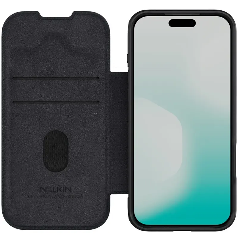 Кожаный чехол-книжка Nillkin Qin Pro Camshield для Apple iPhone 17 Pro Max (6.9"), Black 3, Искусственная кожа, купить оптом с доставкой