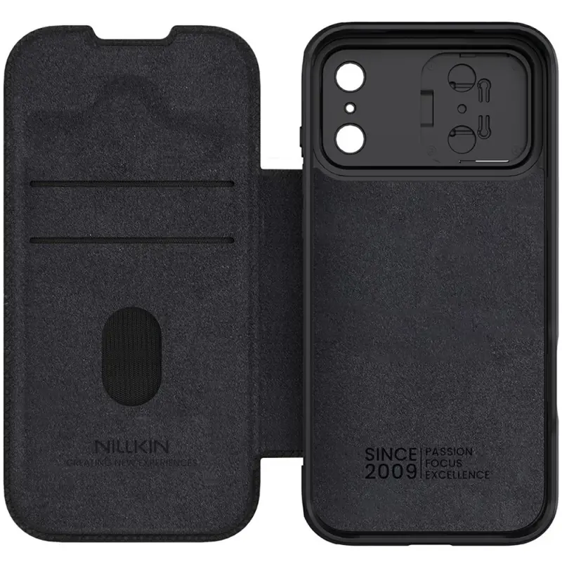 Кожаный чехол-книжка Nillkin Qin Pro Camshield для Apple iPhone 17 Pro Max (6.9"), Black 4, Искусственная кожа, купить оптом с доставкой