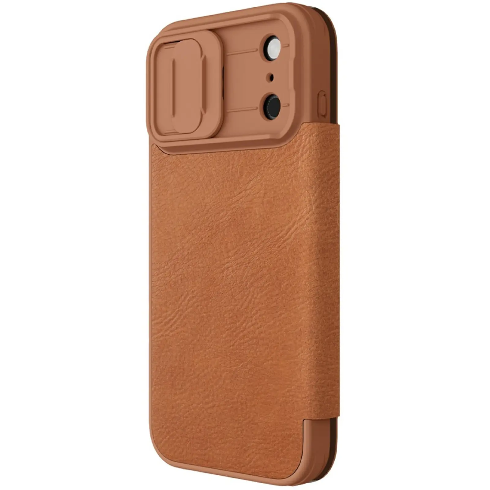 Кожаный чехол-книжка Nillkin Qin Pro Camshield для Apple iPhone 17 Pro Max (6.9"), Brown, Искусственная кожа, купить оптом с доставкой