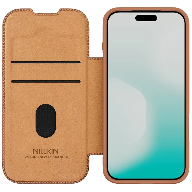 Кожаный чехол-книжка Nillkin Qin Pro Camshield для Apple iPhone 17 Pro Max (6.9"), Brown 3, Искусственная кожа, купить оптом с доставкой