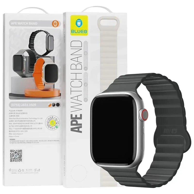 Ремешок BlueO Magnetic Silicone для Apple Watch 42(ser.1-3)/44/45/46/49mm, Black 1, Силикон (TPU), купить оптом с доставкой