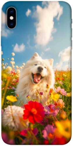 Чехол itsPrint Happy dog in flowers для Apple iPhone X (5.8")