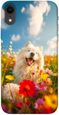 Чехол itsPrint Happy dog in flowers для Apple iPhone XR (6.1")