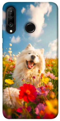 Чехол itsPrint Happy dog in flowers для Huawei P30 lite