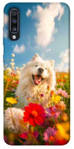Чехол itsPrint Happy dog in flowers для Samsung Galaxy A70 (A705F)