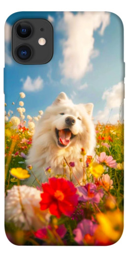 Чехол itsPrint Happy dog in flowers для Apple iPhone 11 (6.1")