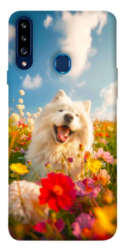 Чохол itsPrint Happy dog in flowers для Samsung Galaxy A20s