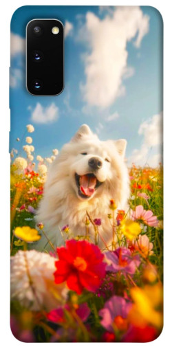 Чехол itsPrint Happy dog in flowers для Samsung Galaxy S20