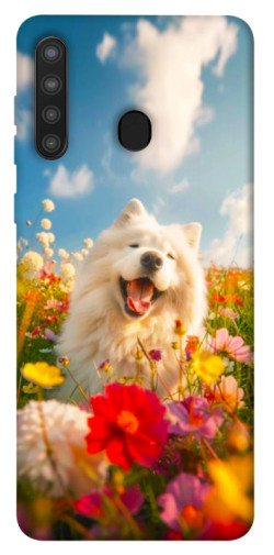 Чехол itsPrint Happy dog in flowers для Samsung Galaxy A21