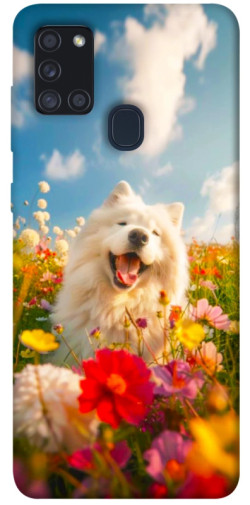 Чехол itsPrint Happy dog in flowers для Samsung Galaxy A21s