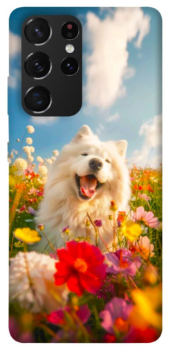 Чехол itsPrint Happy dog in flowers для Samsung Galaxy S21 Ultra