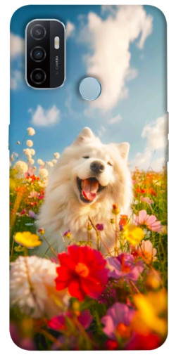 Чехол itsPrint Happy dog in flowers для Oppo A53 / A32 / A33
