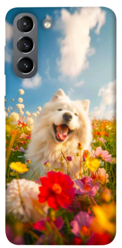Чехол itsPrint Happy dog in flowers для Samsung Galaxy S21