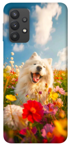 Чохол itsPrint Happy dog in flowers для Samsung Galaxy A32 (A325F) 4G