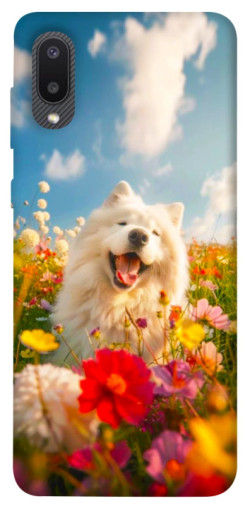Чехол itsPrint Happy dog in flowers для Samsung Galaxy A02