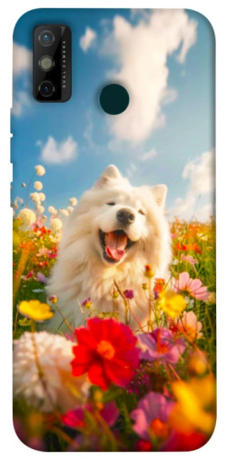 Чехол itsPrint Happy dog in flowers для TECNO Spark 6 Go