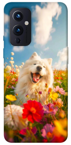 Чехол itsPrint Happy dog in flowers для OnePlus 9
