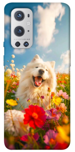 Чехол itsPrint Happy dog in flowers для OnePlus 9 Pro