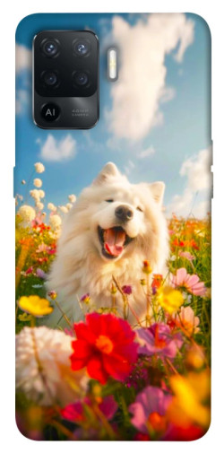 Чехол itsPrint Happy dog in flowers для Oppo Reno 5 Lite