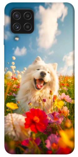 Чехол itsPrint Happy dog in flowers для Samsung Galaxy A22 4G