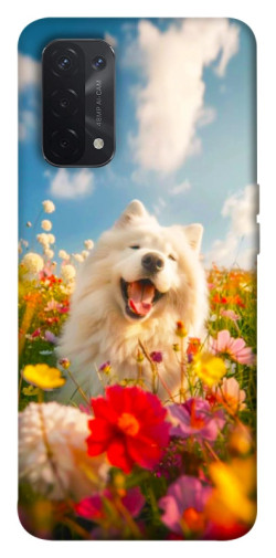 Чехол itsPrint Happy dog in flowers для Oppo A54 4G
