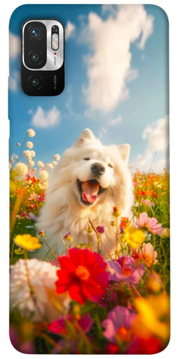 Чехол itsPrint Happy dog in flowers для Xiaomi Redmi Note 10 5G