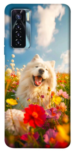 Чехол itsPrint Happy dog in flowers для TECNO Camon 17 Pro