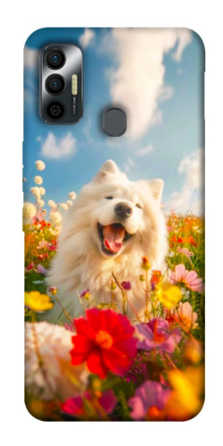 Чохол itsPrint Happy dog in flowers для TECNO Spark 7