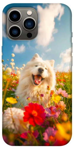 Чехол itsPrint Happy dog in flowers для Apple iPhone 13 Pro Max (6.7")