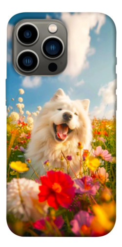 Чехол itsPrint Happy dog in flowers для Apple iPhone 13 Pro (6.1")