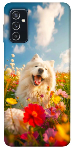 Чехол itsPrint Happy dog in flowers для Samsung Galaxy M52