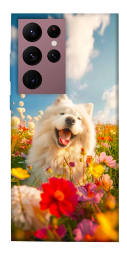 Чехол itsPrint Happy dog in flowers для Samsung Galaxy S22 Ultra