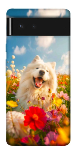 Чехол itsPrint Happy dog in flowers для Google Pixel 6