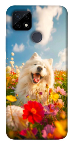 Чехол itsPrint Happy dog in flowers для Realme C21Y