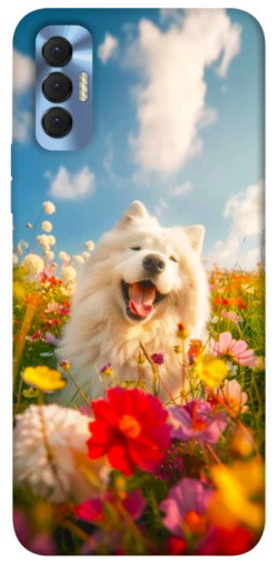 Чохол itsPrint Happy dog in flowers для TECNO Spark 8P