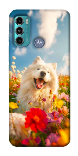 Чехол itsPrint Happy dog in flowers для Motorola Moto G60
